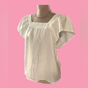 Women’s A New Day, White Cotton Boho, Flutter Sleeve Shirt , Size XS